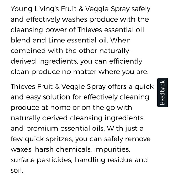 🎁4/$25 - YOUNG LIVING Thieves Fruit & Veggie Spray - NEW - 2 bottles - Picture 2 of 3